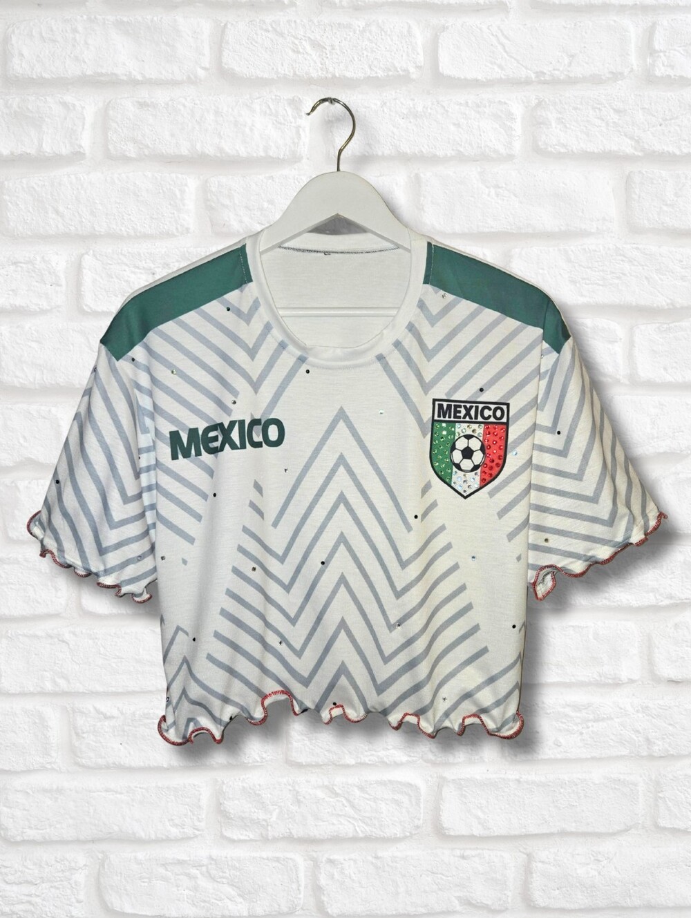 Team Mexico Ruffle Crop Top W/Rhinestones